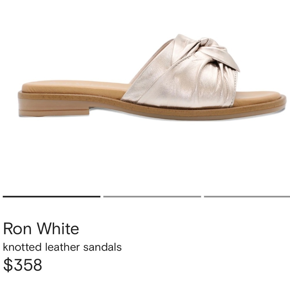NIB RON WHITE Champagne/ Gold Genuine Leather Veronica Sandals Sz. 36/ US-6